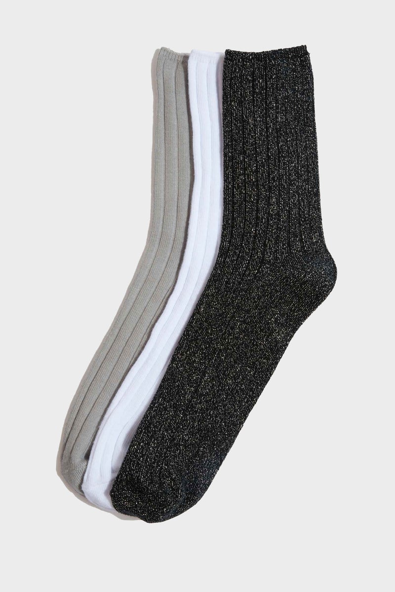 DeFacto Multicolour Woman Woman 3 piece Long Cotton Socks Casual - Image 1
